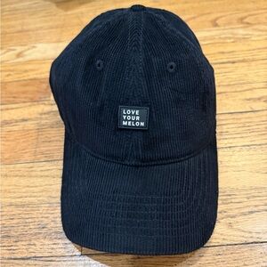 Love Your Melon Black Corduroy Cap with Front Patch